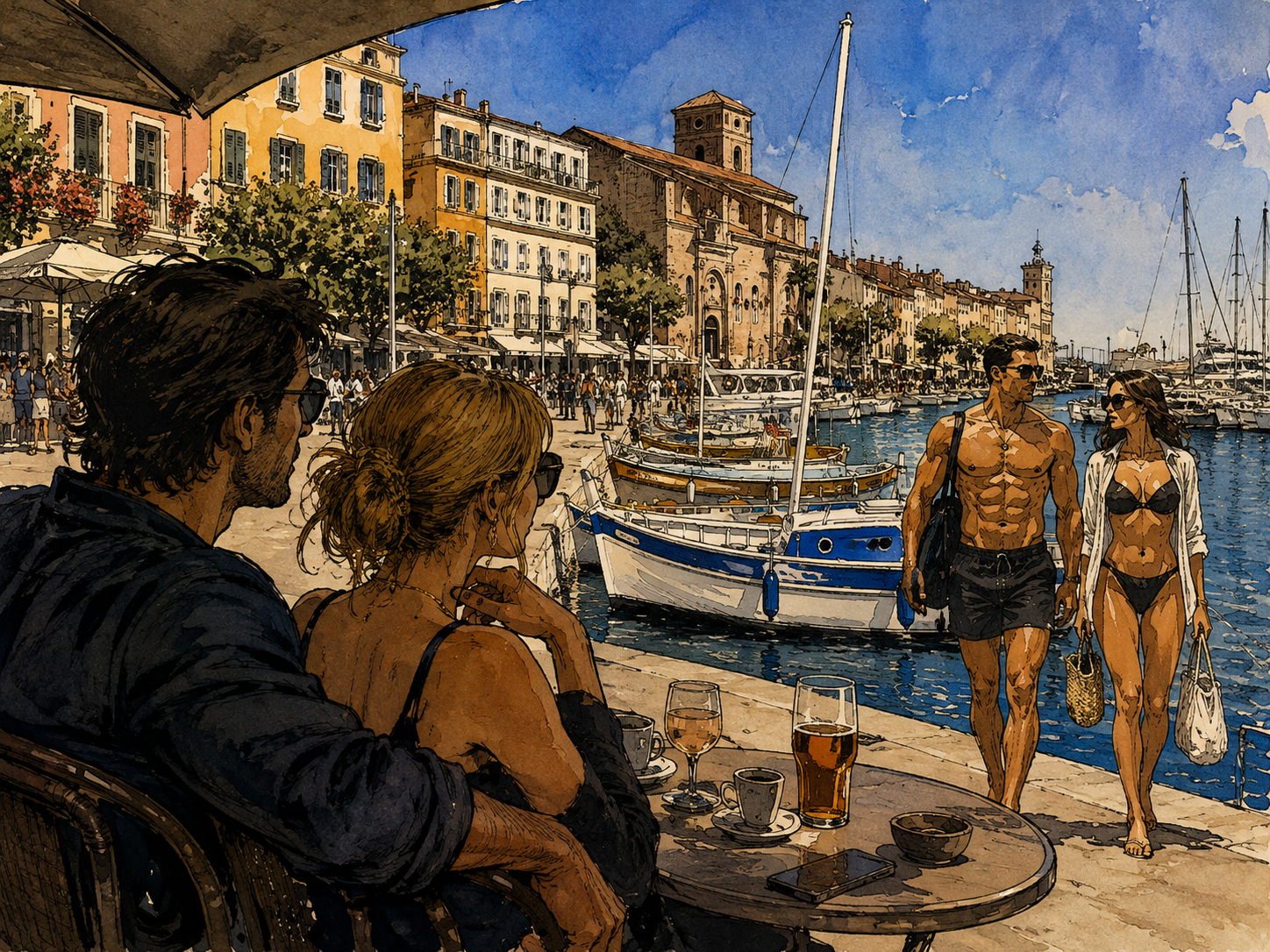 Couple sur le port de la Ciotat 