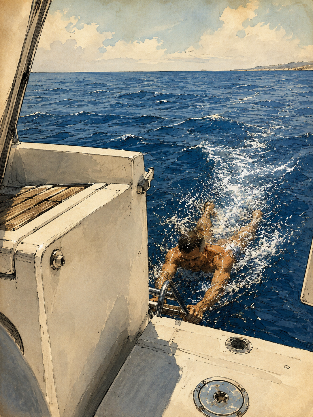 Baignade derrière Océanis 393